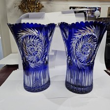 PAIR of Bohemian Crystal Cut