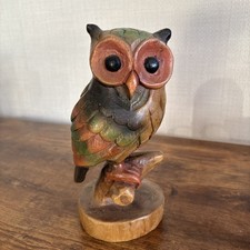 Large Vintage Wooden Carved Owl Figure. Hand Crafted 23cm Tall