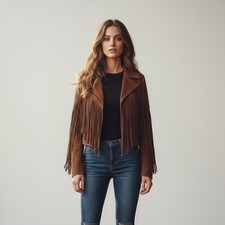 Women Brown Suede Fringe
