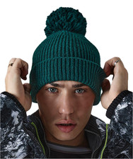 Mens Womens Bobble Hat BEECHFIELD Winter Beanie Pom Pom Woolly Apres Ski Beenie