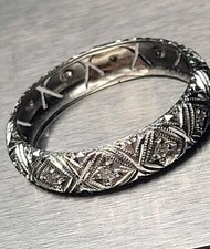 Genuine Vintage 1920s Art Deco Platinum 10 Diamond Set Eternity Ring Size P 1/2