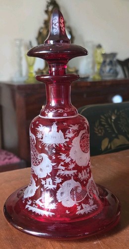 Antique engraved glass - antique,
