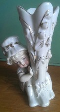 Antique Victorian Child figure spill Vase Continental porcelain.