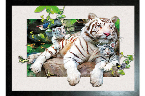 Black framed white tiger - framed,