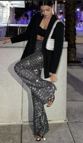 Nwt zara dark silver sequin - nwt,