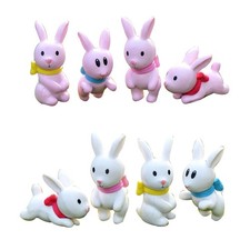  8 Pcs Mini Resin Rabbits Miniature Garden Accessories Fairy House Figurines
