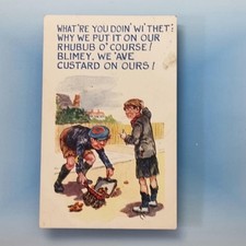 Comic Postcard 1937 Schoolboys Horse Manure Rhubarb Custard
