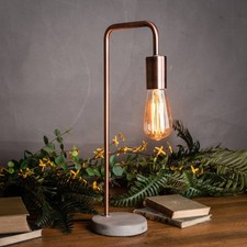 Copper Industrial Table Lamp With Stone Base