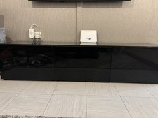 IKEA Black TV Unit with Glass Top