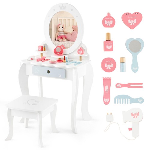 Kids vanity table with stool - kids,