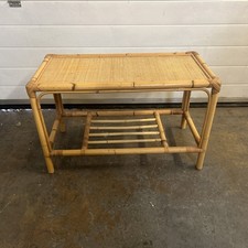 VINTAGE CANE BAMBOO RECTANGLE COFFEE CONSERVATORY TABLE TIKI BOHO