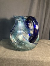Glass Jug, Marbled, Cobalt