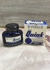 Vintage Parker Super Quink Permanent Blue-Black Ink Bottle In Box Rare Parker