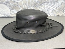 Barmah Outback Full Grain Leather Waterproof Black Size S Hat