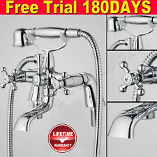 Victorian Shower Mixer Taps Bathroom Filler With Chrome Brass Lever Handset Set