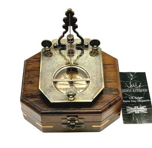 Antique brass sundial - antique, 4"