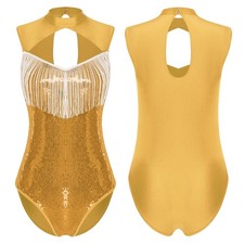 Women's Sleeveless Sequin Bodysuit Sparkly Fringe Jumpsuit Club Party &Festival