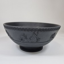 Antique Wedgwood? Black Basalt Bowl Decorated With Classical Figural Scenes 23cm