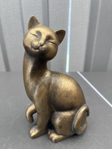 Bronze effect sitting cat - bronze,