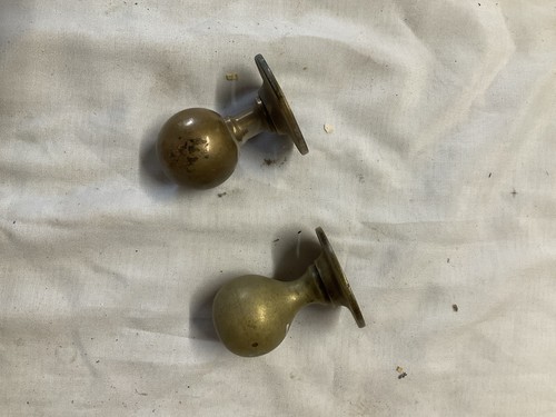 Antique brass door knobs pair - brass,