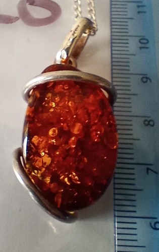 Sterling silver amber pendant