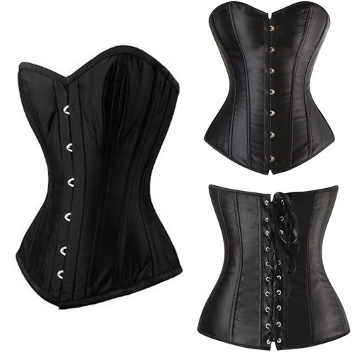 Women black overbust boned - black,