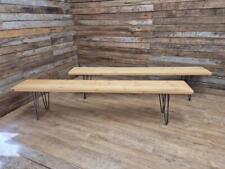 Vintage Distressed Pine Wooden Bench 6ft Long Metal Hairpin Legs ONE LEFT