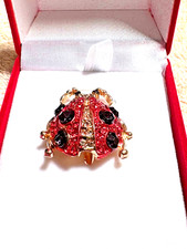 Ladybird rhinestone brooch