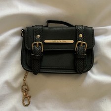 River Island Women’s / Girls’ Mini Black & Gold Satchel Bag Purse Keyring