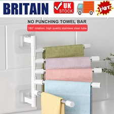 Wall Mounted Towel Bar Swivel Towel Rack Stainless Steel Bar 5-Arm Hanger Holder