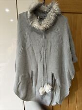 Ladies Uk Size Medium Grey Poncho