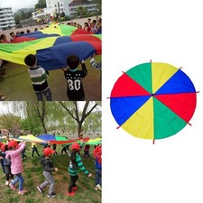 10 Feet Multicolored Kids Play Parachute with Handles Cooperative Games Toy 10ft