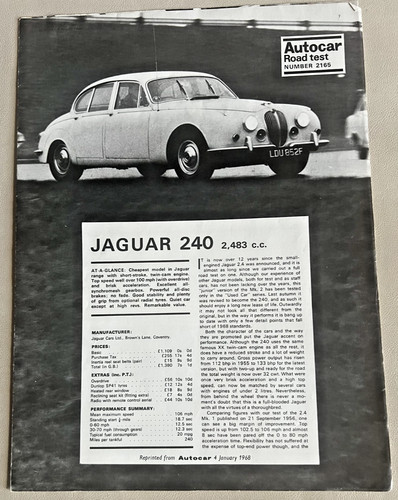 Jaguar 240 autocar road test - jaguar,
