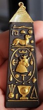 Rare Vintage Wedgwood Black Basalt jasperware gold Egyptian Pendant 