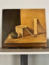 Mid Century Oil On Wood Panel