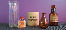 5 x Vintage Bile Beans Oil Of Cloves Valentines Ovaltine Glass Mixer Jar Job Lot