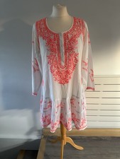 Juliet Dunn London Lace up Tie front Paisley Embroidered Tunic Coverup  2 or S/M