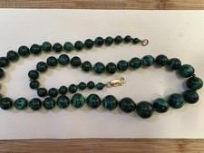 Vintage Malachite Graduated Beaded Necklace with 9ct Gold Clasp, 58cm(23”)