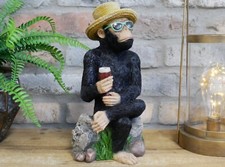 Resin Quirky Fun Holidaying Monkey Garden Ornament Outdoor Decor Statue Figurine
