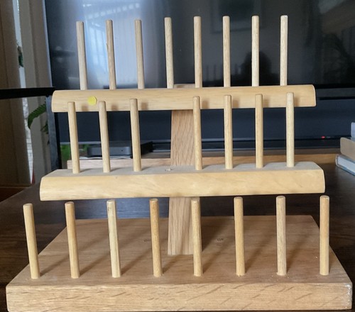 Beige wooden spool rack - wooden,