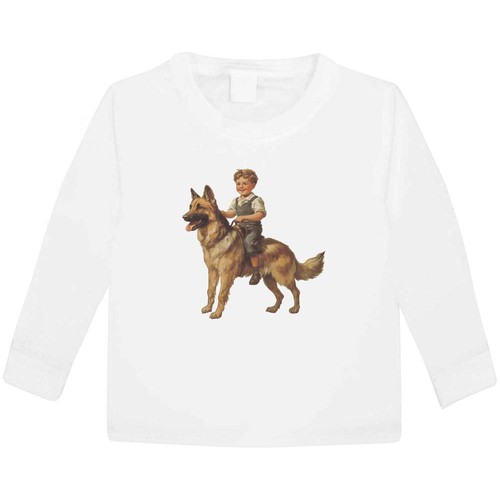 Boy riding german shepherd - 'boy,