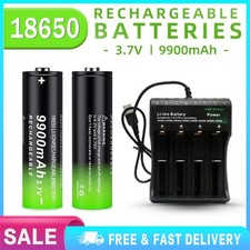 3.7V (9900mAh) Rechargeable Button top Li-ion Batteries 4slot USB Charger lot