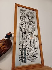 Moet et Chandon champagne  1970s vintage Alphonse mucha mirror