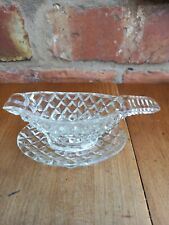 Vintage Glass Sauce Boat And Underplate / Mint / Apple /  Vintage Tableware