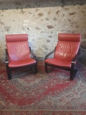 VINTAGE LEATHER IKEA POANG CHAIRS X 2