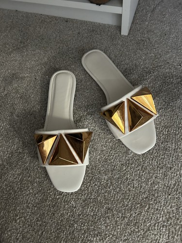 White gold sandals size 5 - white,