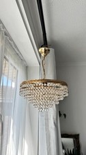 vintage crystal basket brass