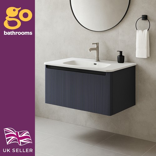 Grey ribbed vanity unit wave - vanity,