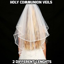 Girls 2 Tier White First Holy Communion Veil Diamante Crystals Wedding Girl New