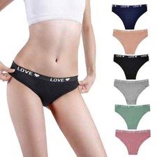 6 Pack Ladies Knickers Cotton Underwear Women Panties Love Ribbed Printed Briefs